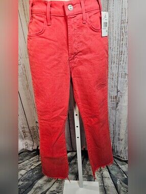 MOTHER Superior The Hustler Ankle Fray Jeans  Sz 24 NWT High Rise Crop Raw